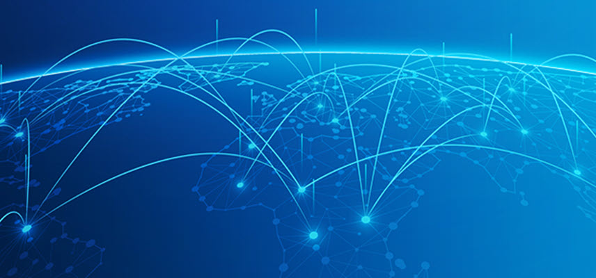 Mercado global de frete com linhas que representam movimentos de frete