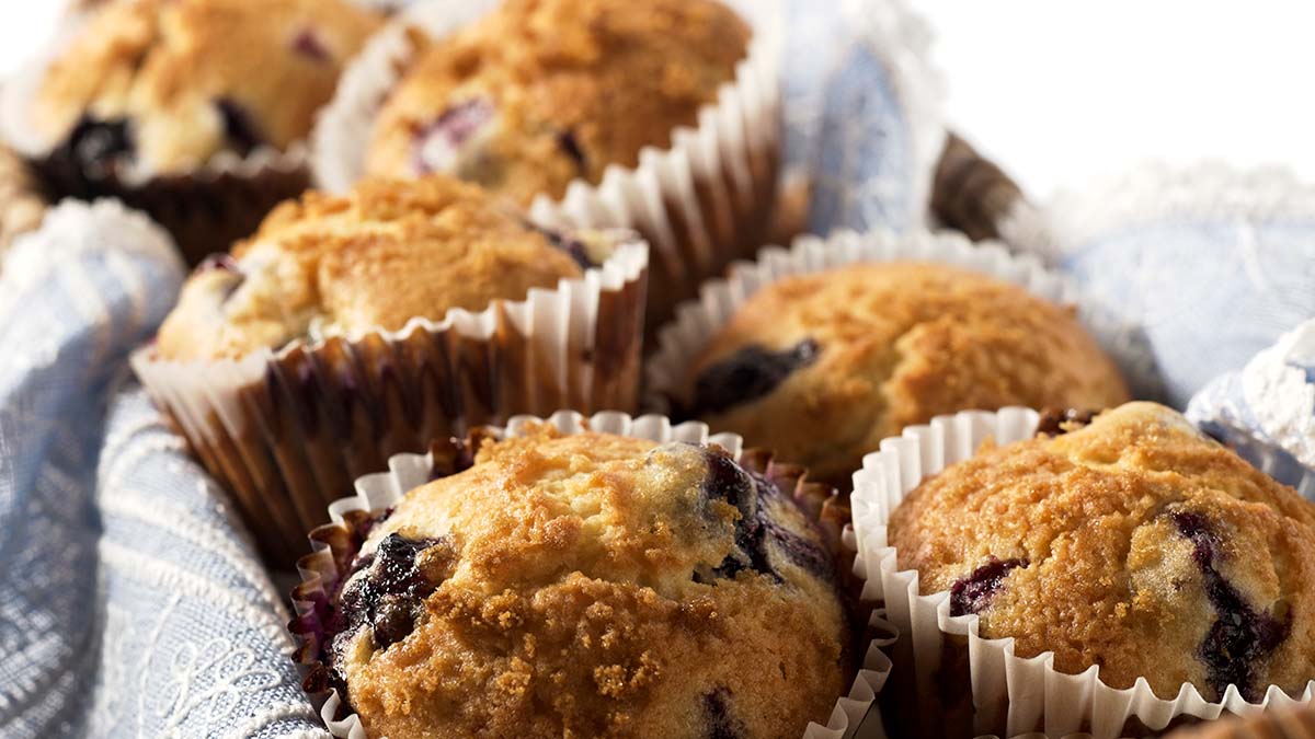 Muffins in a basket.