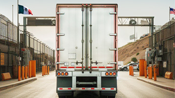Full truckload semi truck moving freight from the Mexico border into the US