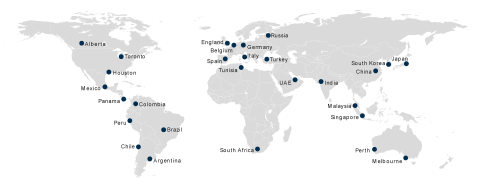 Map depicting global C.H. Robinson project logistics services network